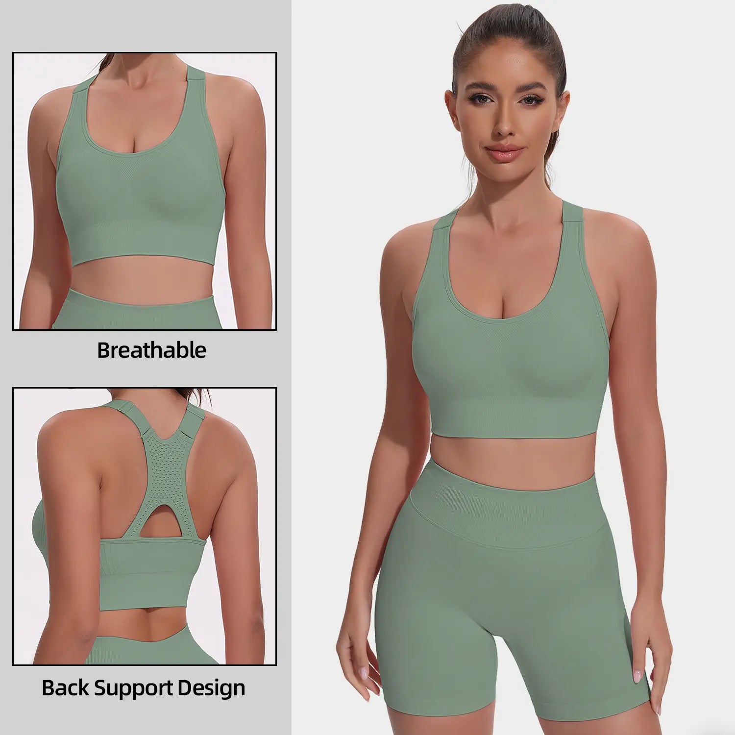 CHRLEISURE 3PCS Seamless Bra High Support for Workout Padded Racerback Sport Adjustable Sports Bras for Women Seamless Bra