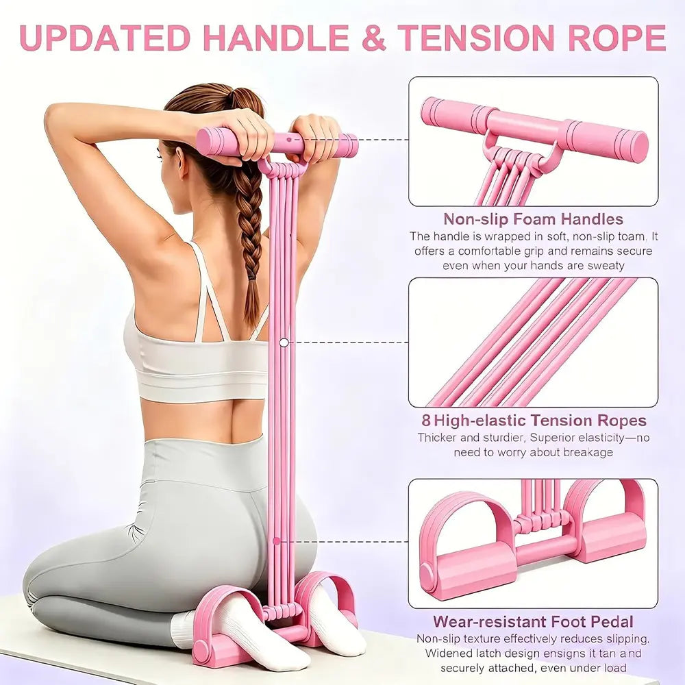 8-Strand Multi-Functional Pedal Resistance Band Trainer – Portable Foot Pedal Fitness Equipment Home Gym Full Body Workout Machine, Exercise Sit-Ups, Yoga, Abdominal Training,Summervibes