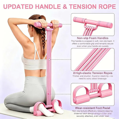 8-Strand Multi-Functional Pedal Resistance Band Trainer – Portable Foot Pedal Fitness Equipment Home Gym Full Body Workout Machine, Exercise Sit-Ups, Yoga, Abdominal Training,Summervibes