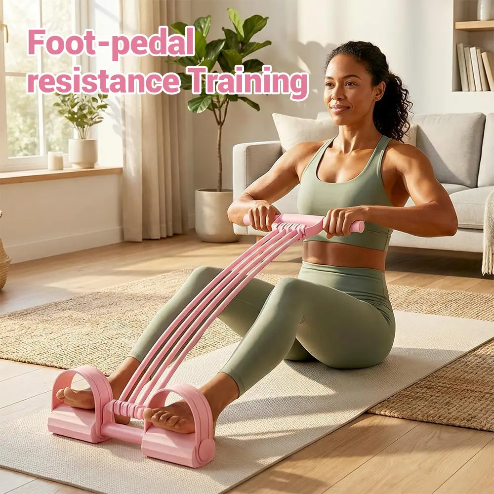 8-Strand Multi-Functional Pedal Resistance Band Trainer – Portable Foot Pedal Fitness Equipment Home Gym Full Body Workout Machine, Exercise Sit-Ups, Yoga, Abdominal Training,Summervibes