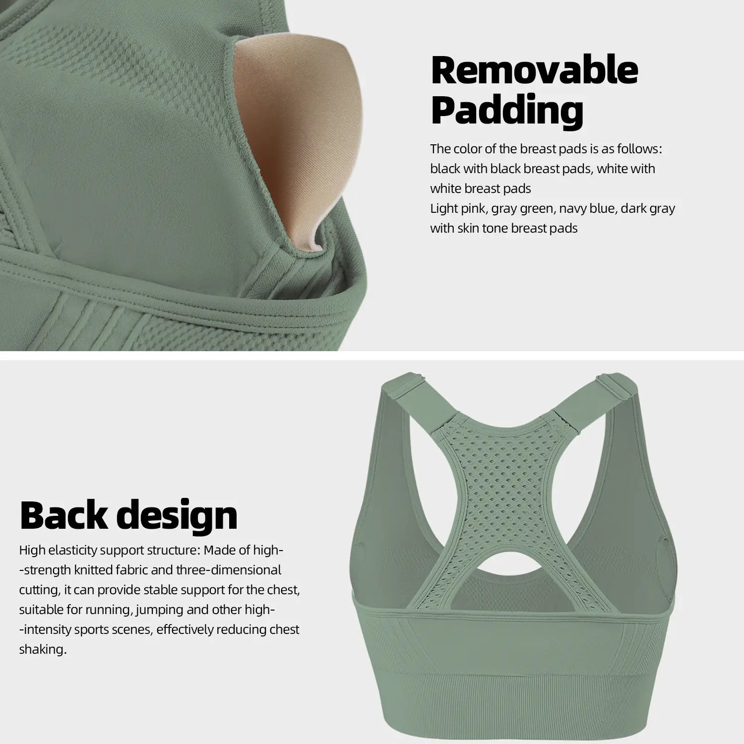 CHRLEISURE 3PCS Seamless Bra High Support for Workout Padded Racerback Sport Adjustable Sports Bras for Women Seamless Bra
